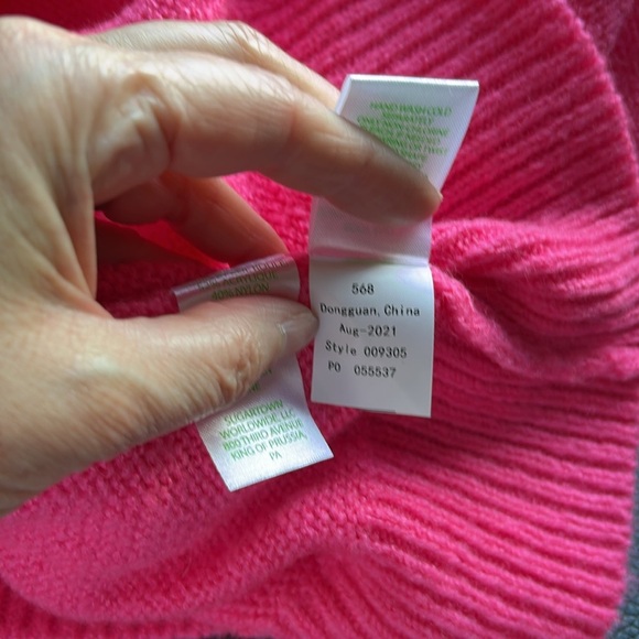 Lilly Pulitzer COURTLAND SWEATER Pink Topaz Puff Sleeve Cowl Neck Sz S - Picture 8 of 13
